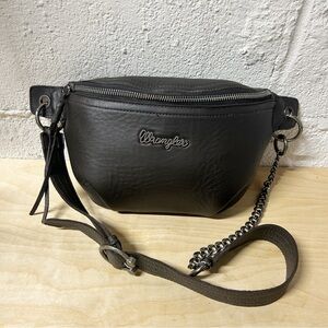 Wrangler Genuine Leather Fanny Pack Crossbody Bag Women’s Dark Brown EUC